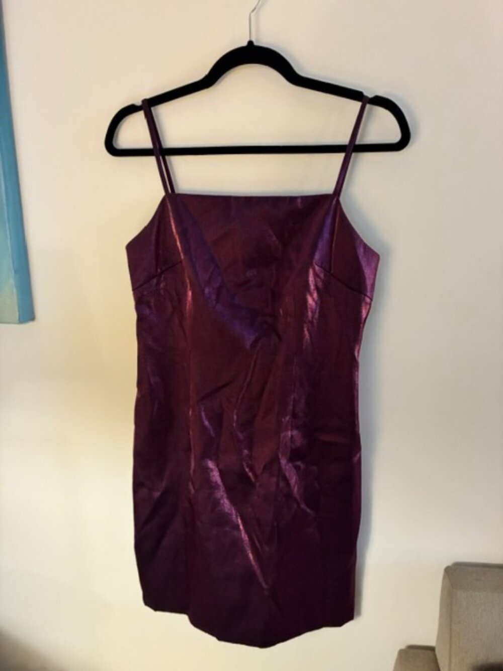 Milly Metallic Purple Plum Mini Slip Dress Spaghetti Strap Party Dress Size 4